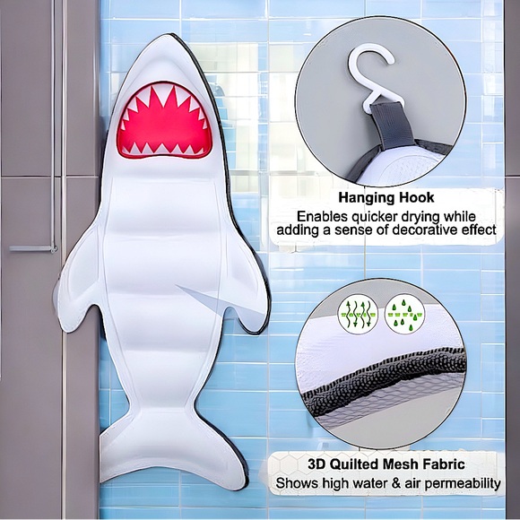 Shark-Shaped Full-Body Bath Pillow Mat: Quick-Dry and Machine Washable - Picture 7 of 12